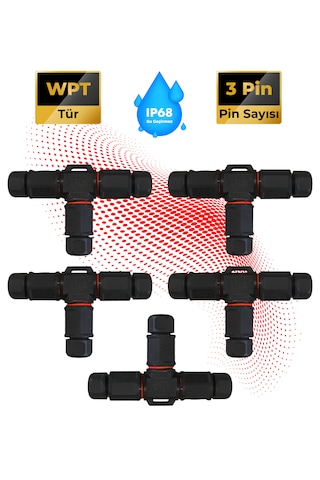 Su Geçirmez Saha Montaj Konnektör Ip68,3 Pin 10 Adet