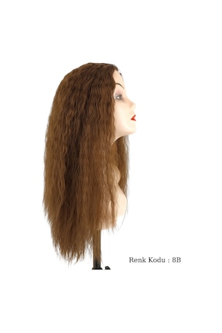 Peruk Ankara Fiber Sentetik Afro Su Dalgası Peruk Kumral No-8b