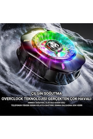 Polham Magsafe Ve Klipsli Süper Hızlı Telefon Soğutucu 5000rpm, Rgb Led, Dijital Isı Göstergeli