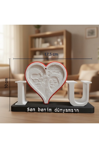 I Love U Temalı Işıklı Resim Ve Dekoratif Anı Objesi 17,5x10 Cm