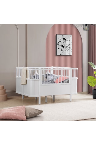 Siesta Büyüyen Beşik 90x130 + 1 Comfort Yatak Beyaz