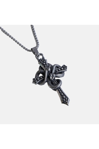 Dükkan Design Lucifer Haç Kolye Gri - Siyah