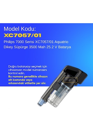 Philips 7000 Serisi Xc7057/01 Aquatrio Dikey Süpürge 3500 Mah 25.2 V Batarya Uyumlu Uzun Ömürlü, Maksimum Performans Pil