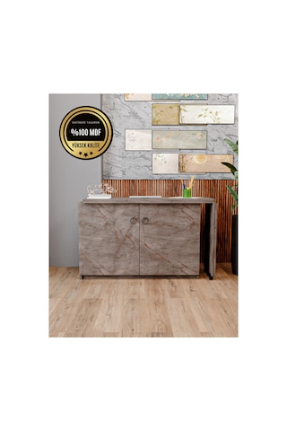 Rafineri Flor Çalışma Masası Dolaplı Açılır Katlanır Masa Mdf Gri