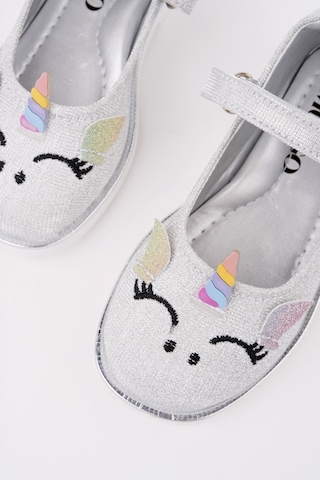 Muggo Paty Cırtlı Ve Simli Günlük Kız Çocuk Babet Gümüş