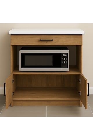Nexa Çok Amaçlı Dolap - Mikrodalga - Erzak - Mutfak - Kiler Dolabı - 80 Cm Atlantik Çam Beyaz