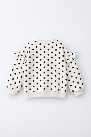 Minigimin Cicileri Fırfır Detaylı Puantiyeli Kız Çocuk Sweatshirt - Beyaz