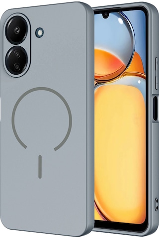 Xiaomi Redmi 13c Kılıf M-safe Şarj Özellikli Zore Meta Kapak Titanyum-Gri