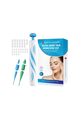 Siğil Sökücü Cilt Etiketi Temizleme Kalemi, Benleri Kaldırmak İçin Onarım Etiketli Set - Mavi Beyaz