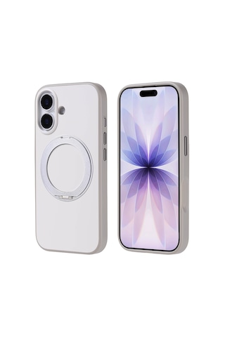 Apple Uyumlu iPhone 17 Kılıf 360 Derece Döner Standlı Magsafe Kamera Yükseltili Silikon Ata Pro Tech Lacivert