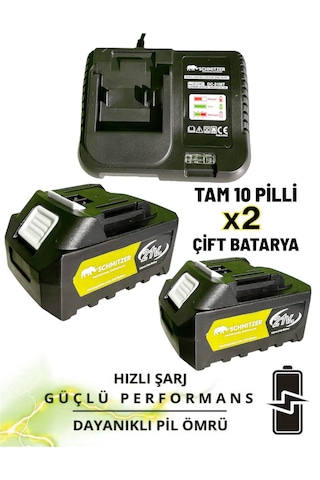 Schmitzer SCH-9108S 21V Pro Metal Dişli Çift Akülü Çelik Şansuzan Şarjlı Dal Ağaç Budama Makinesi Testeresi