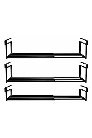 Microcase Dolap İçi Ekstra Alan İçin Metal Ayakkabı Standı 10x20x40-65 Cm 3 Adet Al5457 Siyah