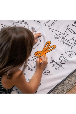 Çocuk Boyama Örtüsü Yıkanabilir 100x150 Cm-eğitici Aktivite Matı Seti