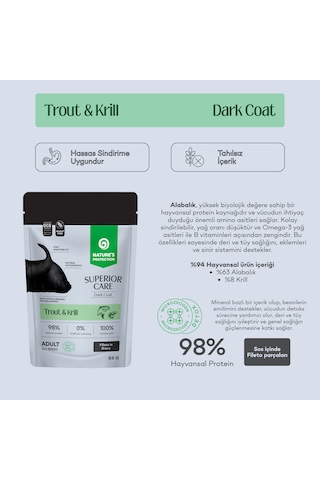 Nature S Protection Superior Care Koyu Tüylü Köpekler İçin Alabalıklı & Krilli Sos İçinde Yaş Köpek Maması 85g 12 Adet
