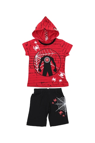 Gigas Erkek Işıklı Kamşonu Fermuarlı Örümcek Adam Detaylı Takım Siyah