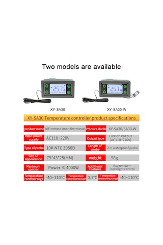 Geeroyoo 30a Röleli Akıllı Sıcaklık Kontrolcüsü, -40 C/+110 C Hassasiyet, Lcd Görüntü, Kesinti Belleği, Isıtma/soğutma Modları - Xy-sa30