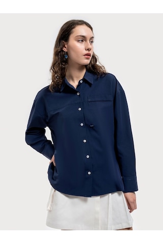 LOFT Loose Fit Kadın Gömlek U.kol Lf2035396 Q1.v1 Lacivert