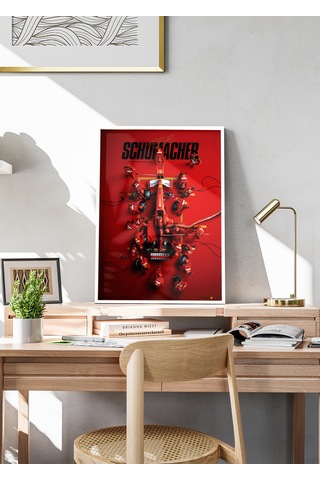 Michael Schumacher F1 Poster Tablo Beyaz Çerçeveli