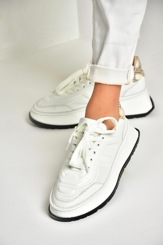 Fox Shoes U555605603 Beyaz Hakiki Deri Kalın Tabanlı Spor Ayakkabı Sneakers Beyaz-hakiki Deri