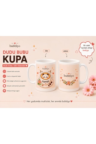 Dudu Bubu Figür Desenli Kupa Bardak Açık Beyaz