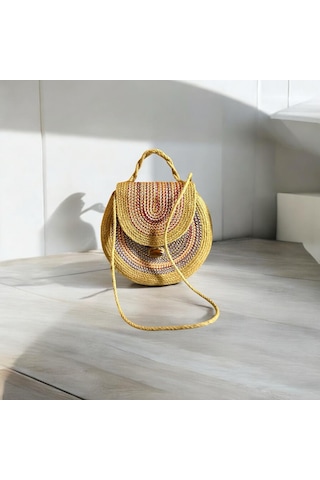 Hasır Çanta, Silindir Çanta, Tasarım Çanta,çok Renkli Hasır El Çantası Hasır