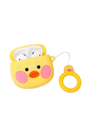 Apple Uyumlu iPhone 1/2. Nesil Koruyucu Bluetooth Kulaklık Kılıfı Cute Duck Figürlü Cute Duck Airpods 1/2. Nesil