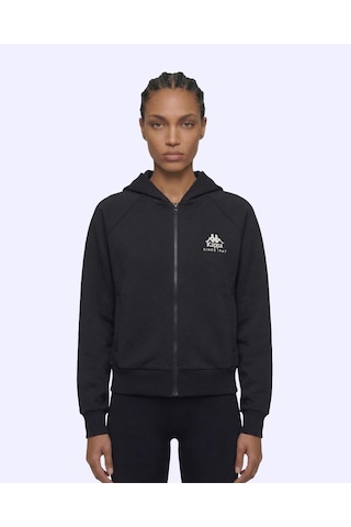 Kappa Milas Full Zip Kadın Siyah Regular Fermuarlı Eşofman Üstü