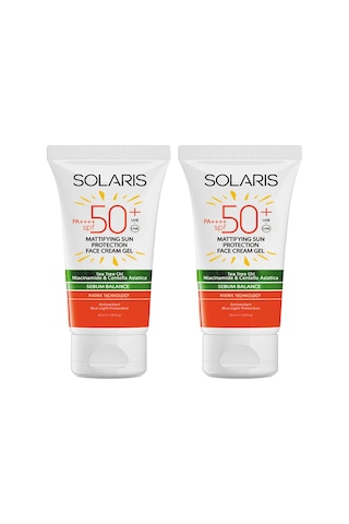 Solaris Yağlı Ciltler İçin Koruyucu ve Maylaştırıcı Jel Yüz Kremi SPF50+ 2 x 50 ML