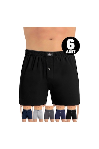 Öts Erkek 6 Lı %100 Pamuk Boxer Düğmeli Süprem Kumaş Ekstra Konforlu Kalıp 2655-6 Açık