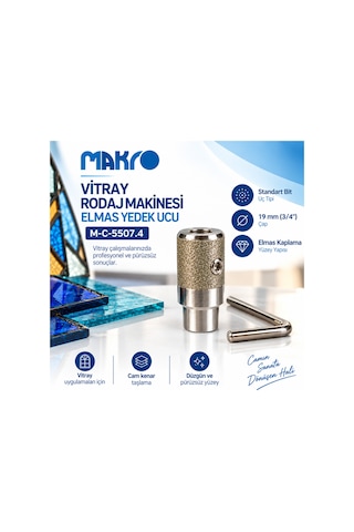 Vitray Rodaj Makinesi Elmas Yedek Ucu 19 Mm 3/4" Standard Bit