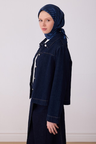 Geometrik Desen İpek Twill Eşarp - 2026 İlkbahar-yaz T 4325 Lacivert