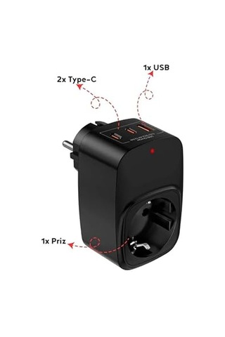 Akım Korumalı Priz, Tekli Priz, Usb'li Priz Ve Type-c Priz, Priz Çoklayıcı, Voltaj Korumalı Priz, 16a 3680w Duvar Standart