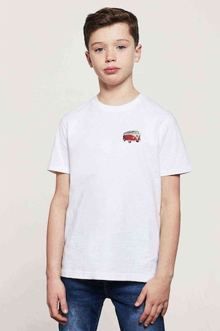 Tshirthane Araba Minibüs Kırmızı T2 Baskılı Unisex Çocuk Beyaz T-Shirt
