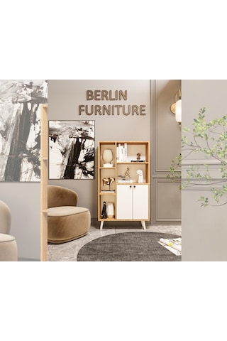 Merlin Mobilya Milano 2 Kapaklı 7 Bölmeli Kitaplık
