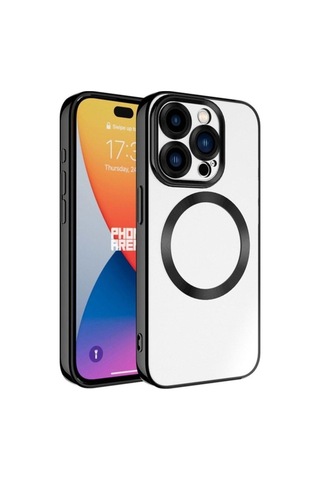 Apple Uyumlu iPhone 15 Pro Kılıf M-safe Wireless Şarj Özellikli Zore Setro Silikon Siyah