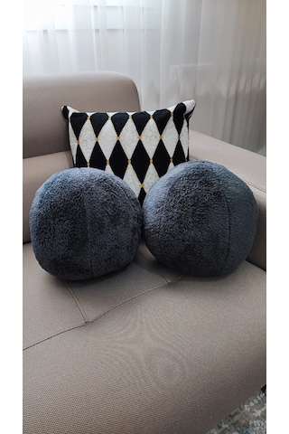 2' Li Top Kırlent / Yastık Büyük Antrasit