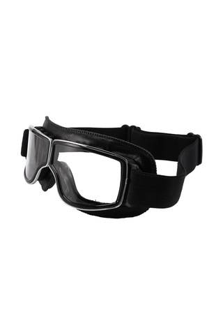 Ranyeek Klasik Motosiklet Gözlükleri - İklim Ve Göz Korumalı, Çift Çekirdekli Pc Lensli, Esnek Kayışlı, Kolay Saklanabilir Abs Gövde Siyah Retro Stili