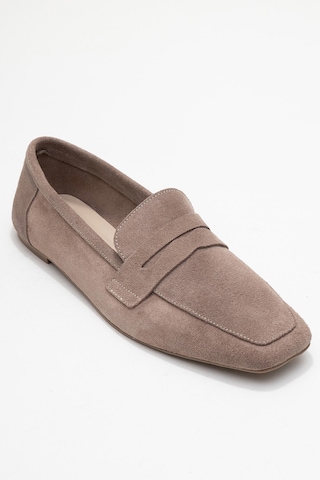 Luvishoes Luvi Shoes Rubra Vizon Süet Hakiki Deri Kadın Loafer Ayakkabı Vizon