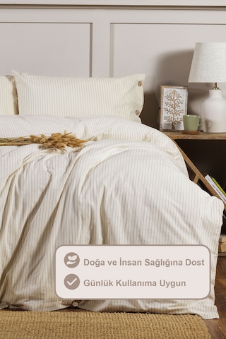 Elart Impero Nevresim Takımı King Size Lastikli Çarşaf %100 Pamuk 240x220 Cm Bej Bej