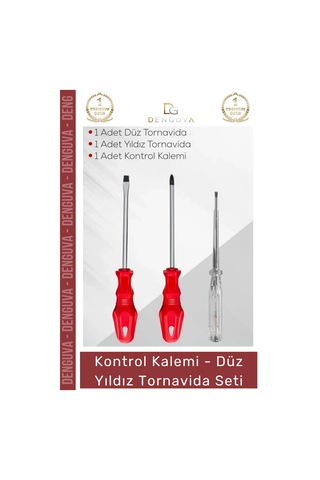 Tornavida Kaliteli Dayanıklı Ergonomik Tamir Takımı Yıldız Kontrol Kalemi 3'lü Tornavida Seti