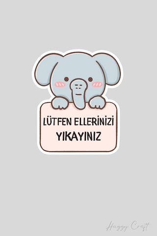 Fil Sticker Lütfen Ellerinizi Yıkayınız Etiketi