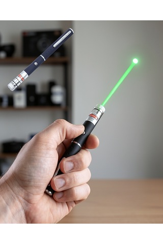 Yeşil Lazer Pointer Güçlü Işın Kompakt Tasarım