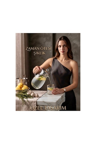 Büyük Boy Borosilikat Tasarım Cam Sürahi,1800 Ml,metal Süzgeç Kapaklı,su,limonata,detoks,çay Sürahisi-taşlı Model