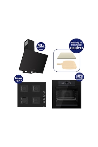 Ferre Pizzart & Fryart QEP65CS+SS205+D077-SA Ankastre Set Siyah