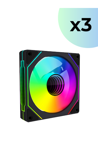 Supernova İle Uyumlu 3 Adet 6pın Argb Fan Hexagon Aynalı 6 Pin Kontrolcüye Bağlanan Fan Seti Siyah