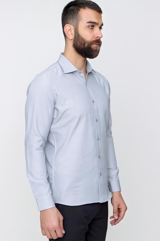 Efor Slim Fit Pamuk Saten Klasik Gri Gömlek Gk 604 Gri