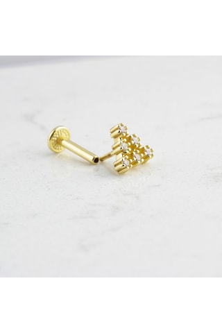 Glorria Altın Piramit Tragus Piercing Altın