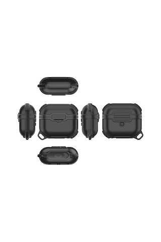Ekılıf - Apple Uyumlu AirPods 3. Nesil - Kılıf Darbelere Karşı Dayanıklı Koruyucu Su Geçirmez Airbag 16 - Siyah