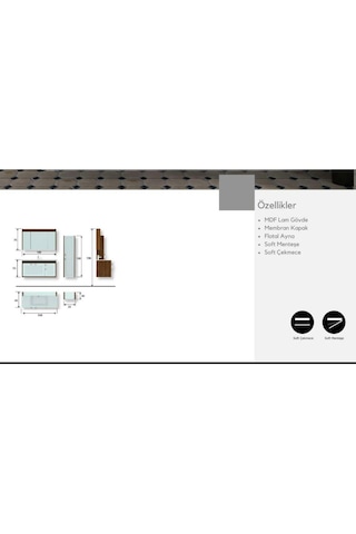 Evros Hitit Banyo Dolabı 100 Cm Boy Dolabı Dahil Beyaz - Kafkas Meşe