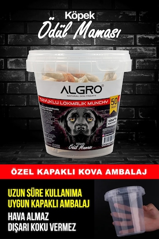 Algro Tavuk Göğüs Etli Lokmalık Munchy Stick 50 Adet 2 Kova